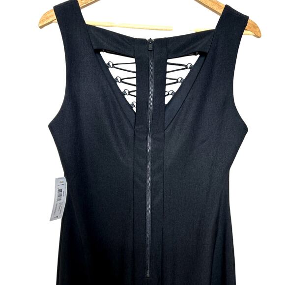 Bisou Bisou Sleeveless Black Sheath Criss-Cross V-Neck Dress Sz 12 New with tags - Picture 4 of 11